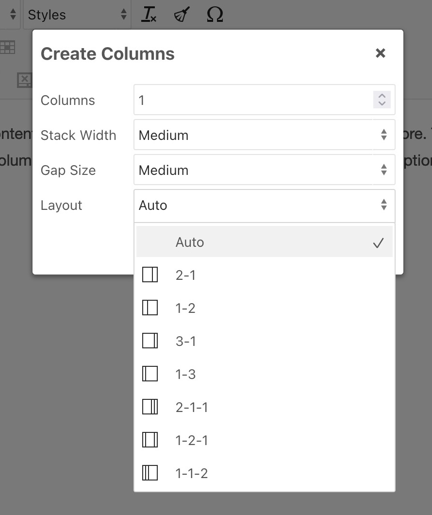 column options